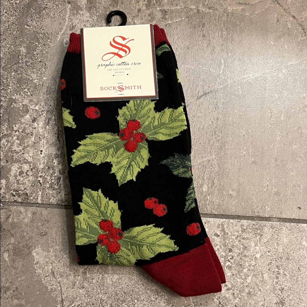 Sock Smith Holly Holiday Socks NWT